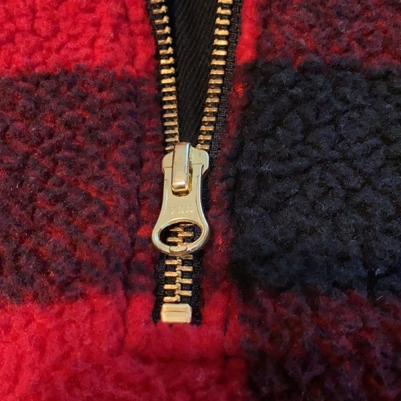 Old Navy woman’s Sherpa 1/2 zip Sweater checked pullover size Small - Picture 4 of 11